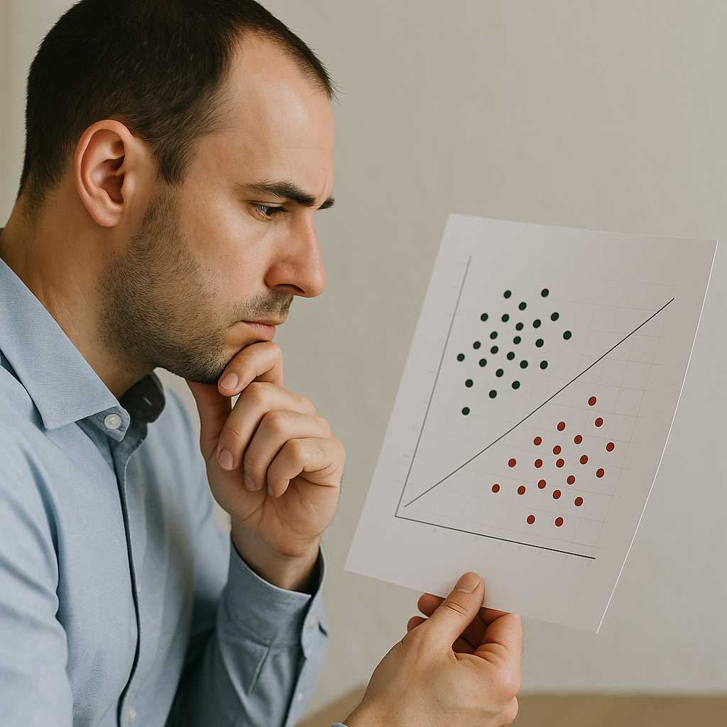 The scatter plot: separating winners from losers by how far they went wrong